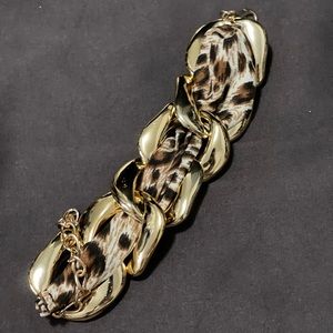 Extra chunky chain bracelet animal printed fabric